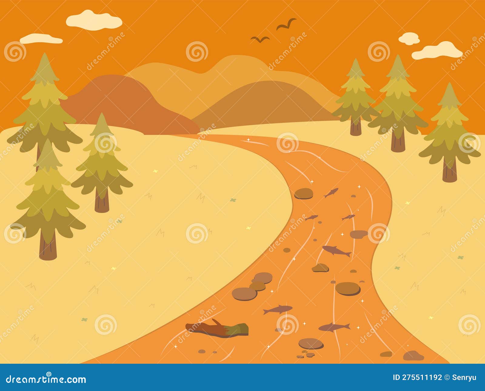 Clip art of simple river stock vector. Illustration of evening 275511192