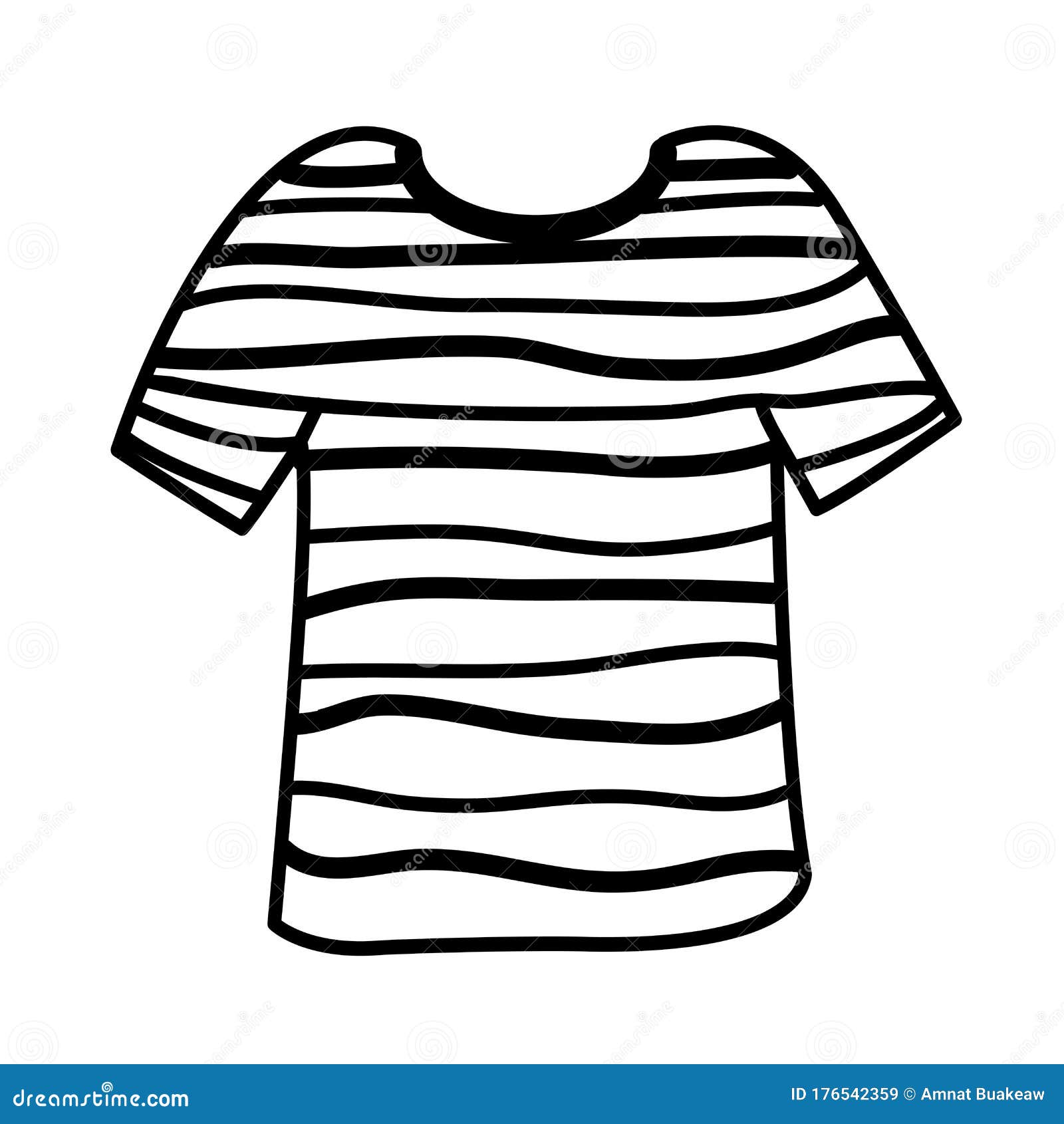 Clip Art Striped Shirt Doodles Isolated on White, T-shirt Art Line Draw ...