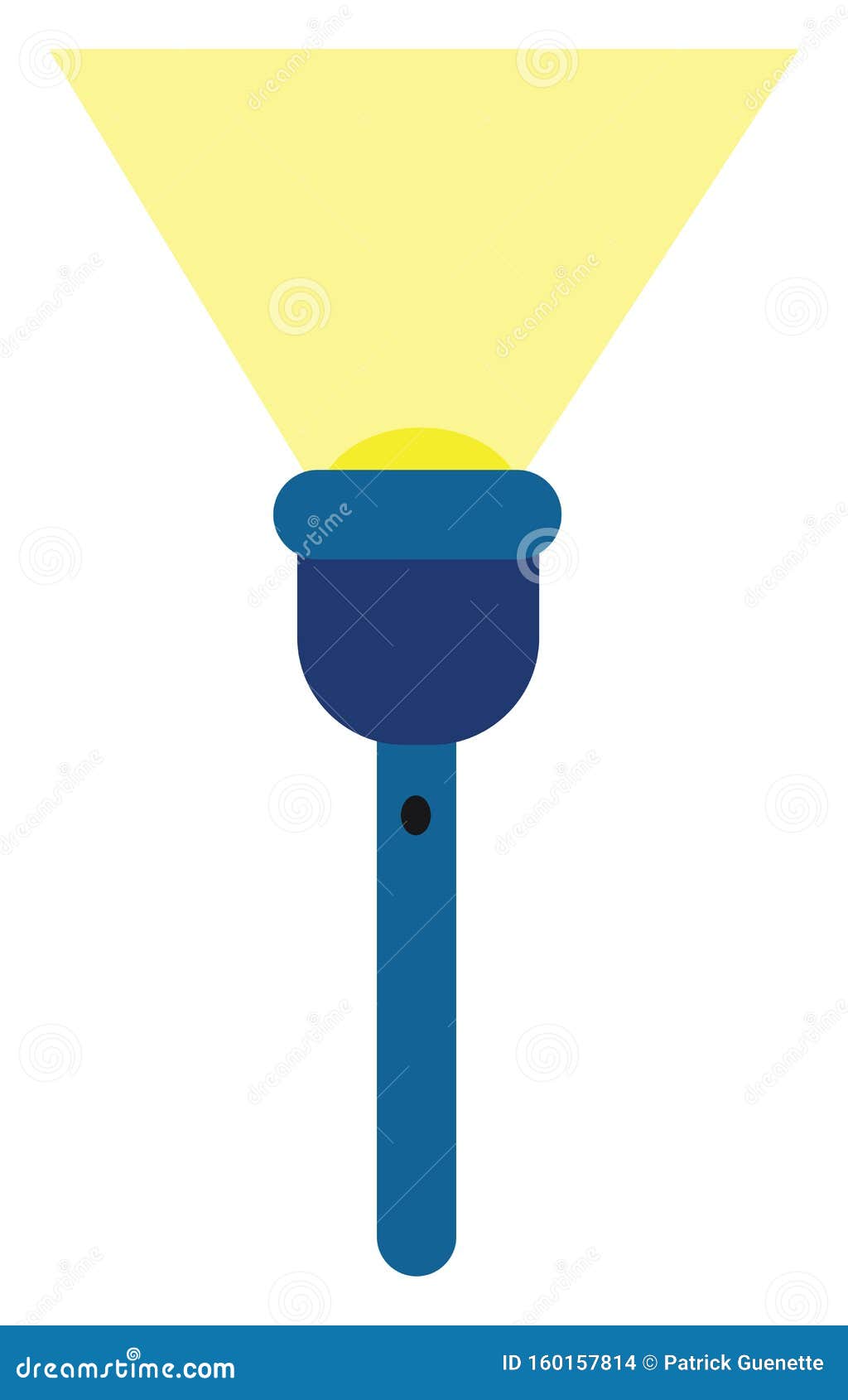 Clipart of a Blue-colored Torch Light/Flashlight Vector or Color