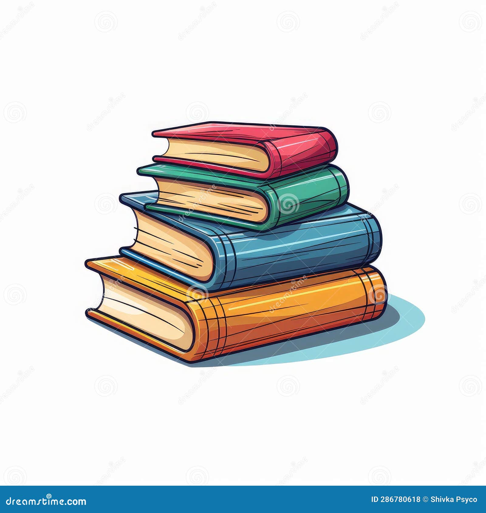 Clipart of Books on White Background Generative AI Stock Illustration
