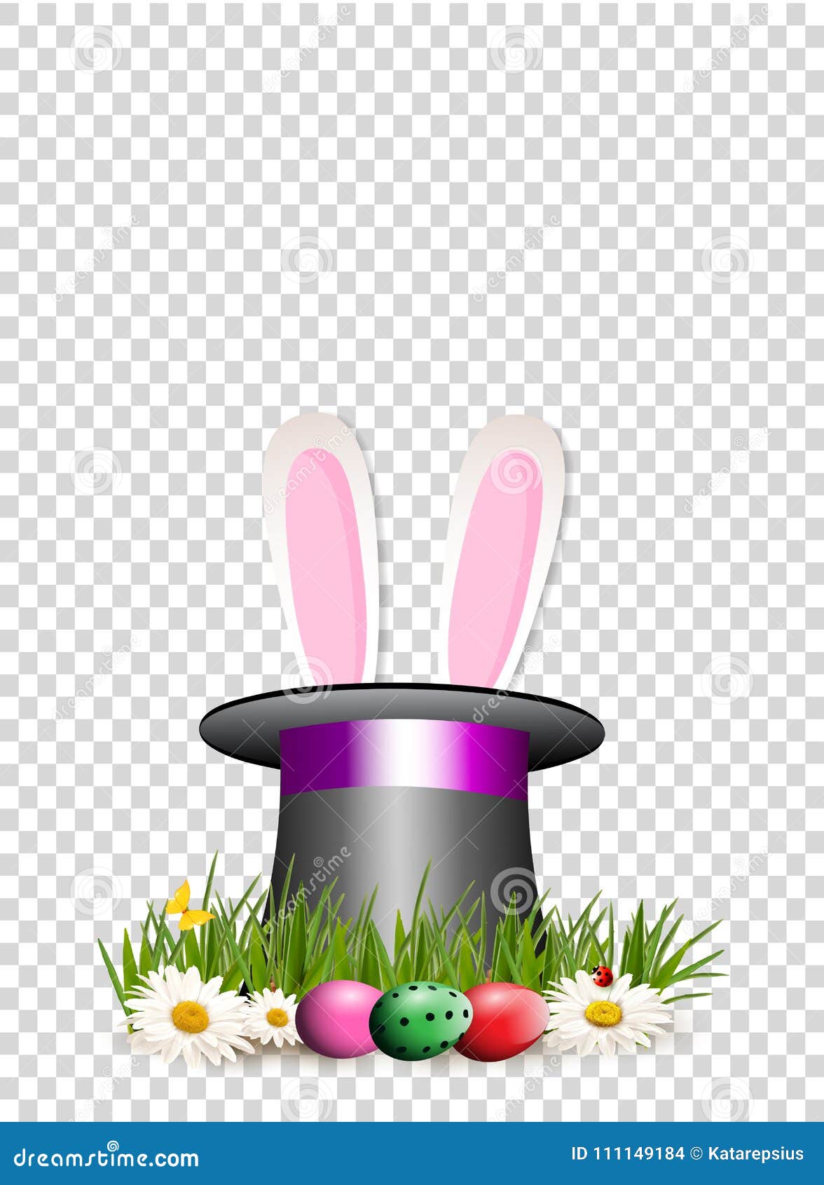 Clipart Di Pasqua Per La Cartolina D Auguri Con Le Orecchie Di Coniglio Rosa In Cappello Illustrazione Vettoriale Illustrazione Di Colore Coniglietto