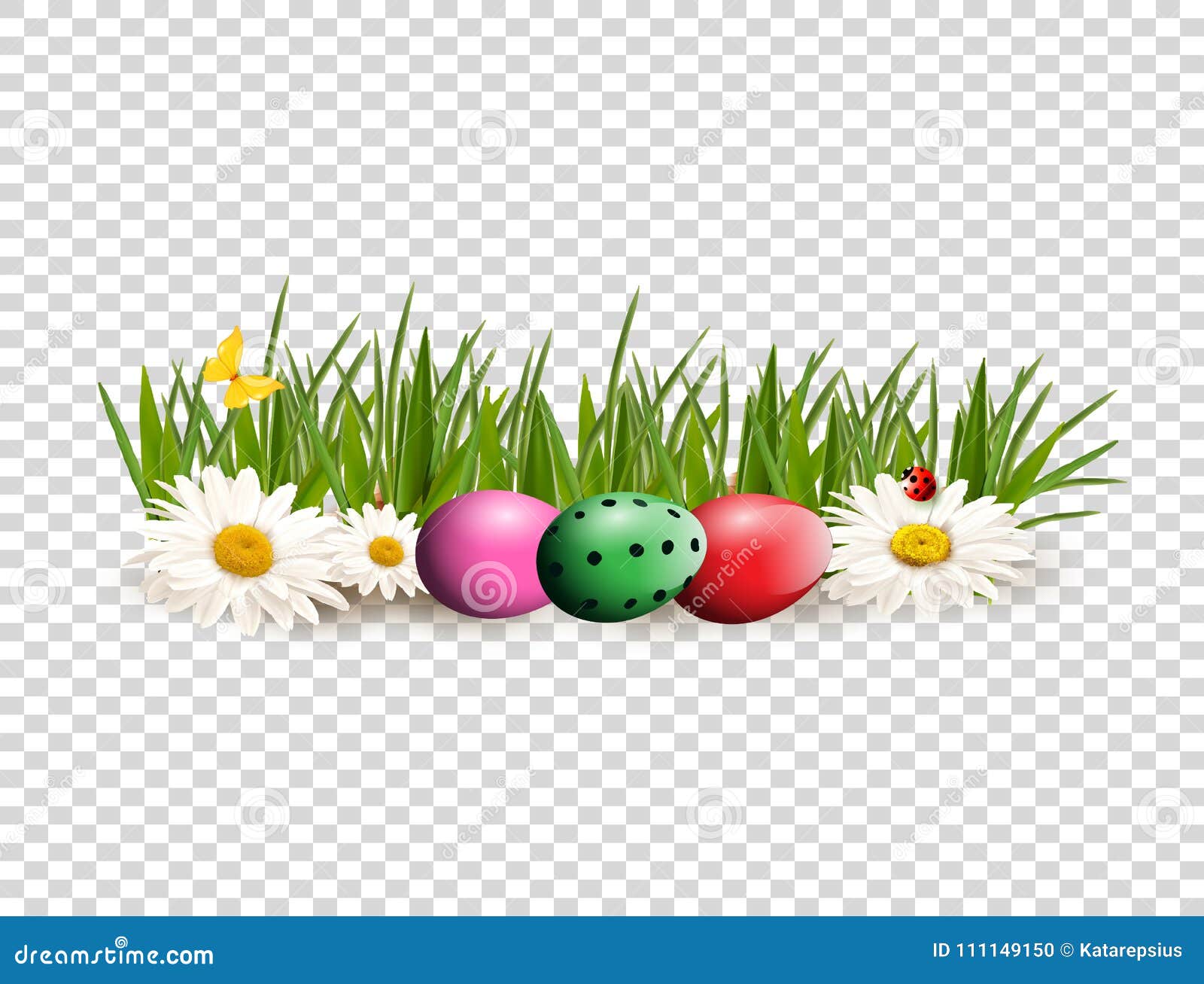 Clipart Di Pasqua Per La Cartolina D Auguri Con Le Uova Tinte Che Si Trovano Sui Gras Illustrazione Vettoriale Illustrazione Di Insetto Clip