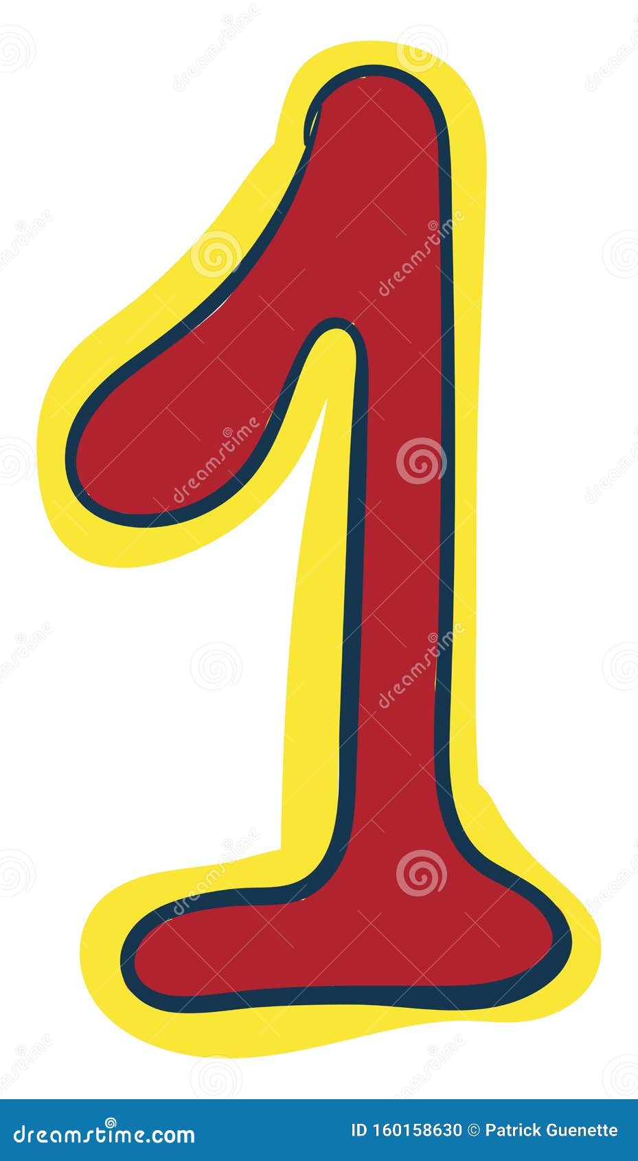 Clipart of the Numerical Number One or 1 in Red Color Vector or Color