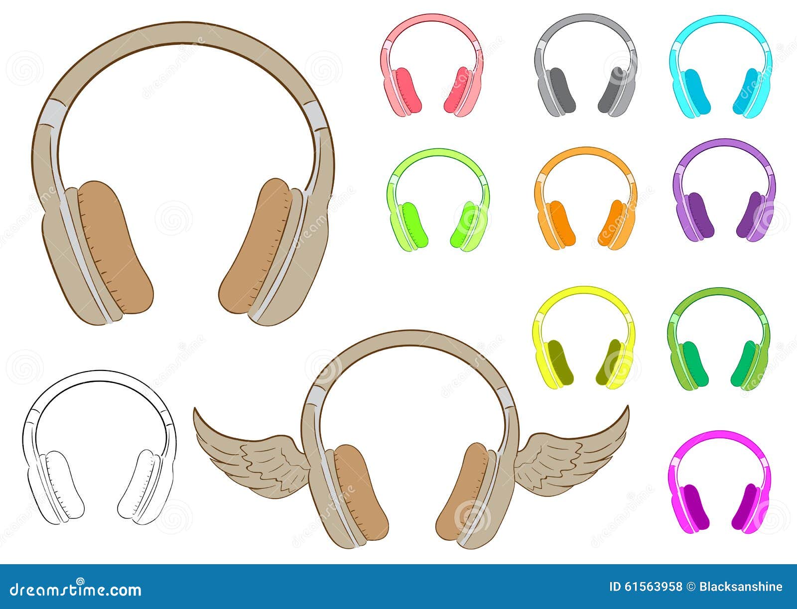 Clipart various earphones stock vector. Illustration of headset 61563958