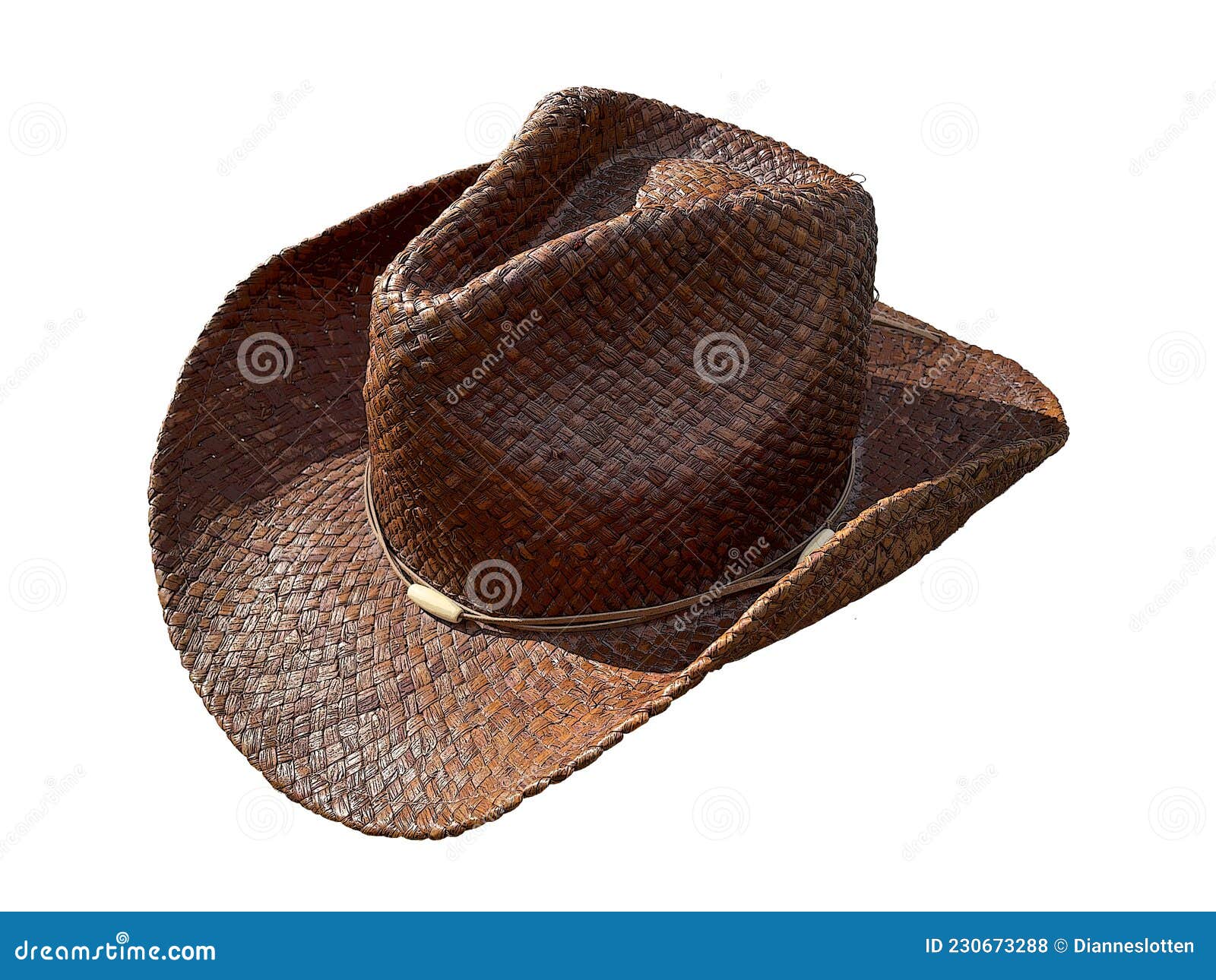  of a brown straw cowboy hat  on white