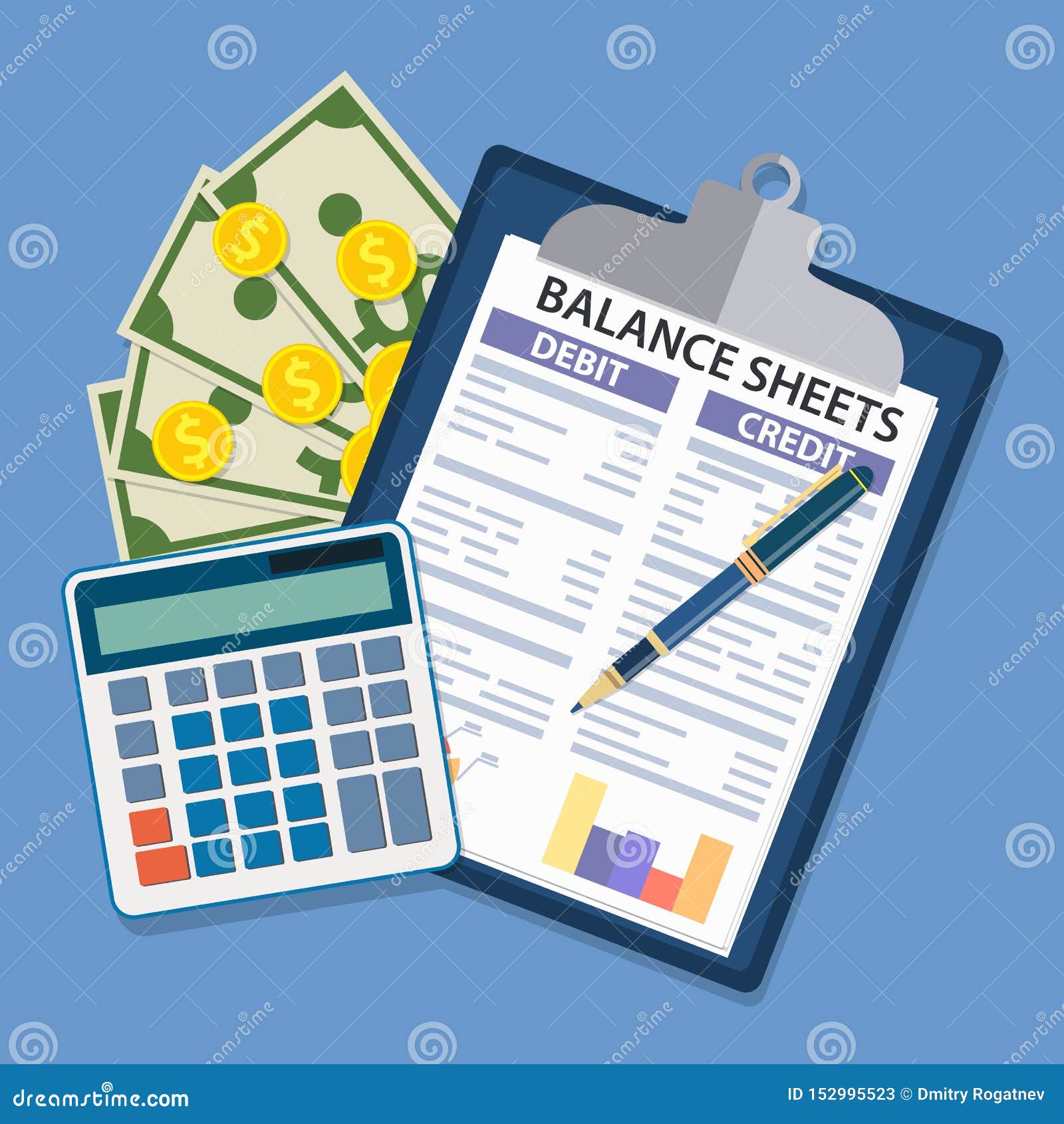 Clipboard With Balance Sheet And Pen. Cartoon Vector | CartoonDealer