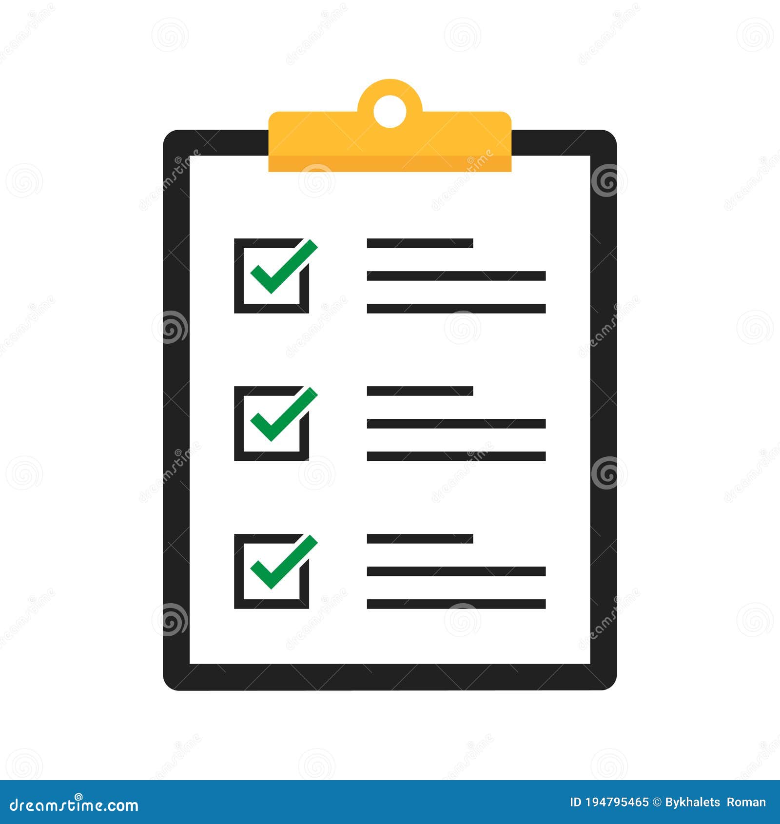 Clipboard with Checklist. Vector Isolated Illustration. Clipboard with