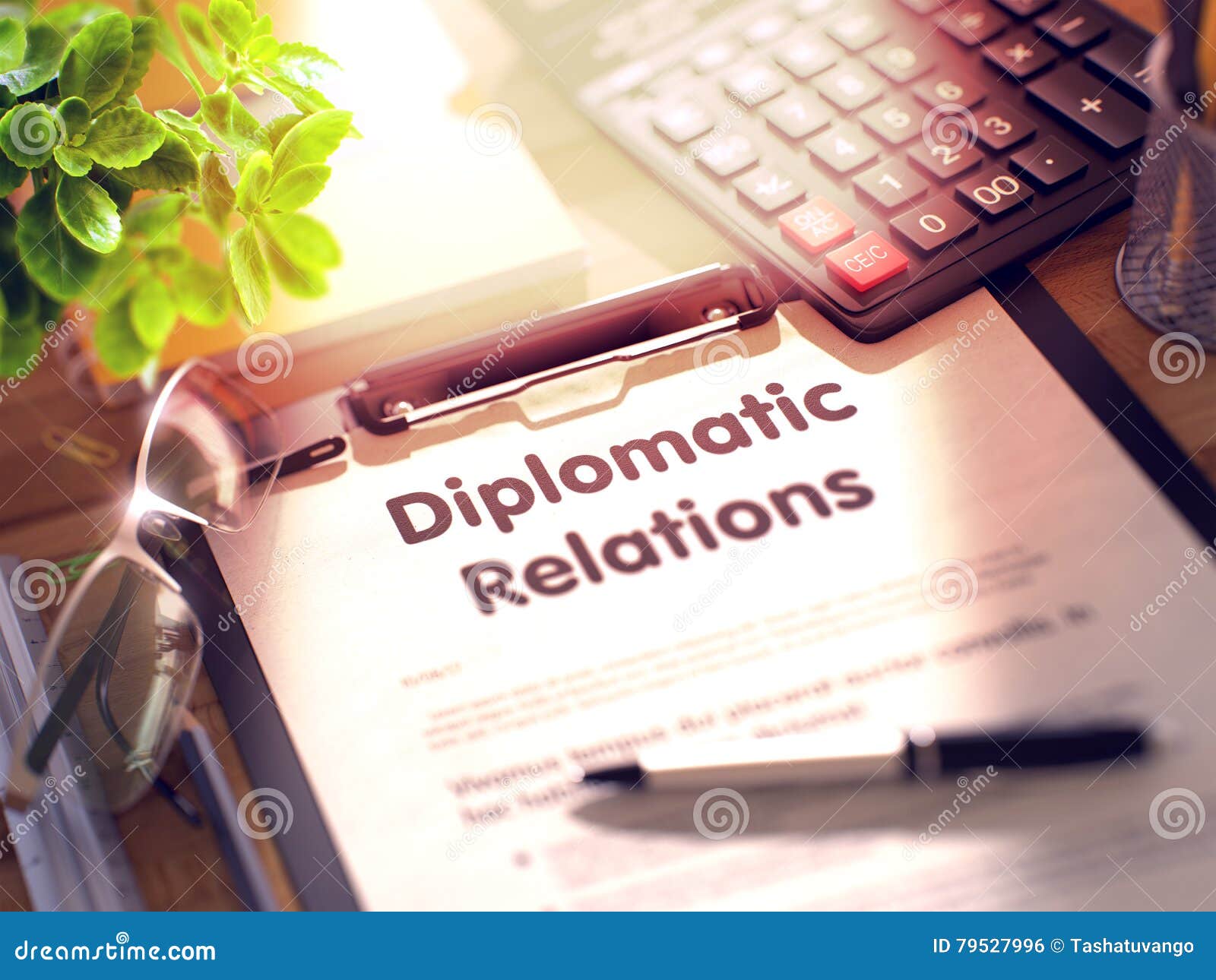 clipboard with diplomatic relations concept. 3d.