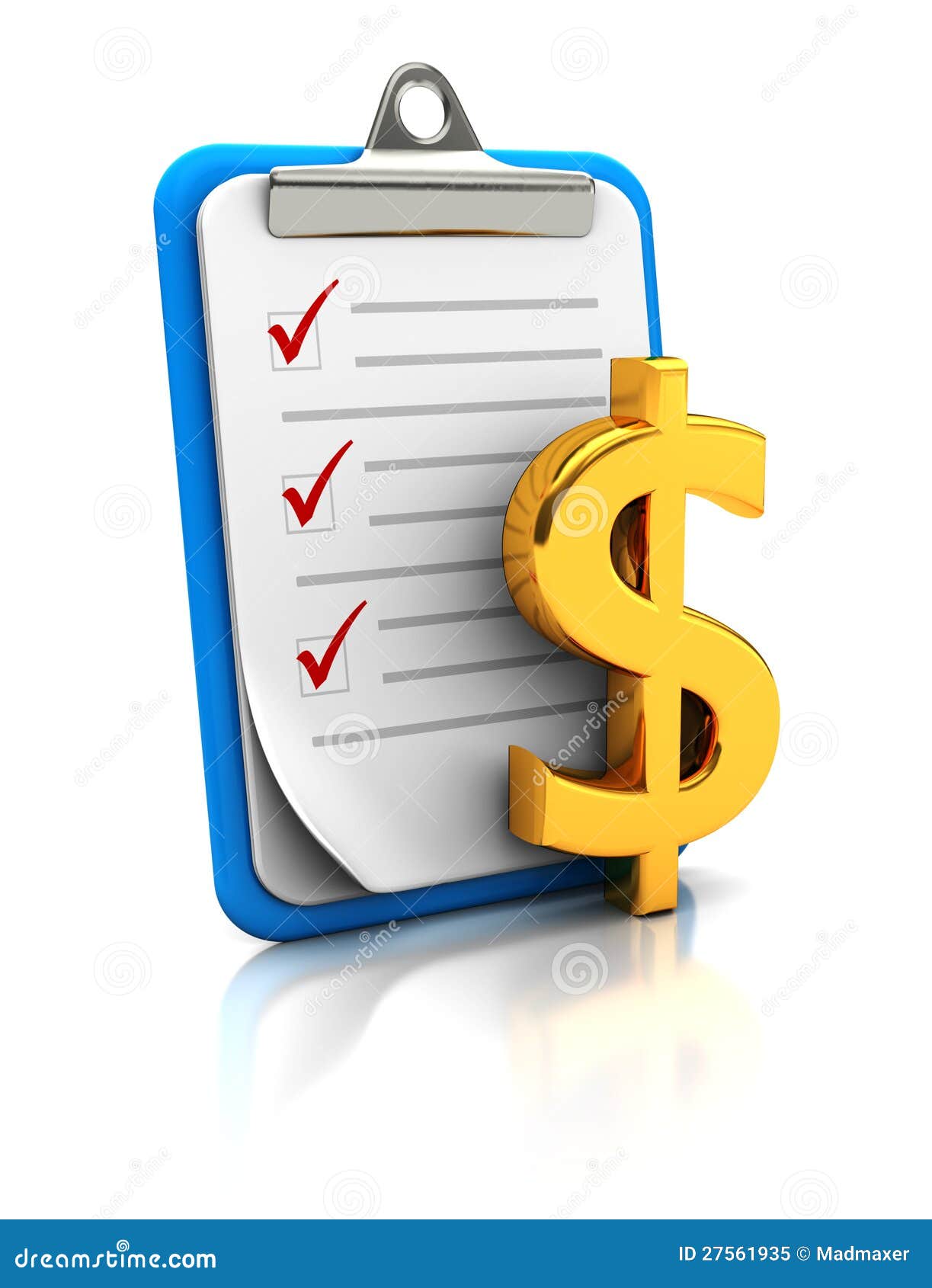 Clipboard with dollar sign stock illustration. Illustration of