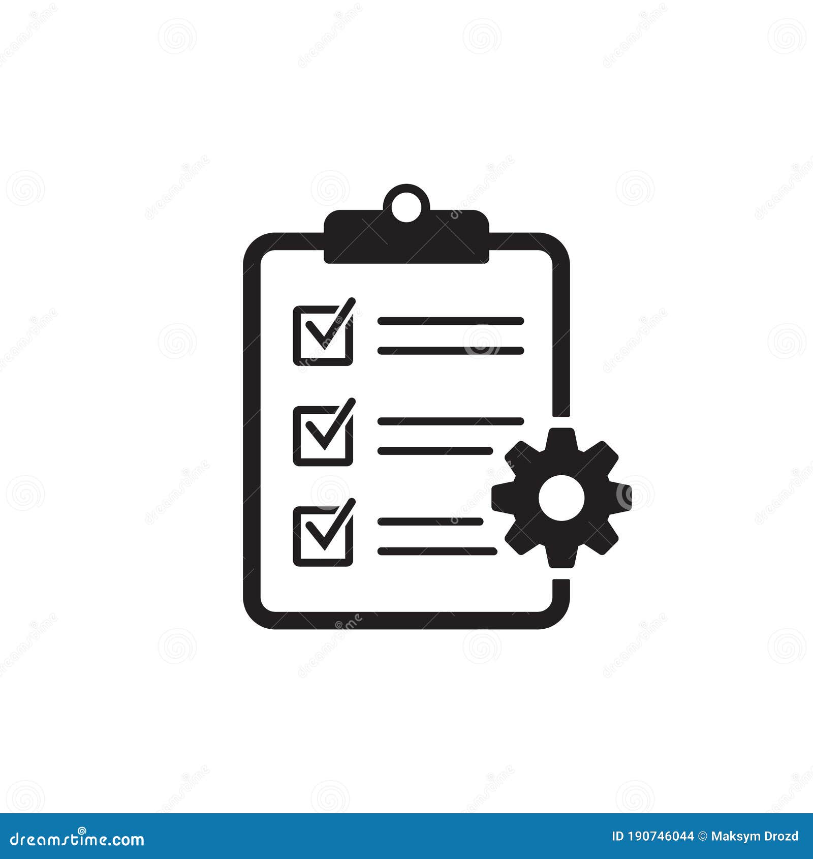 Clipboard with Gear Isolated Icon. Technical Support Check List Icon ...