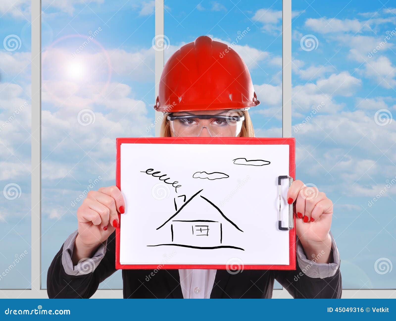 Clipboard with house stock photo. Image of architect 45049316