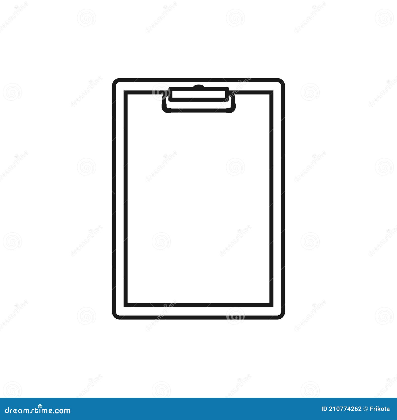 Clipboard Icon. Black Outline. Vector Illustration, Flat Design Stock