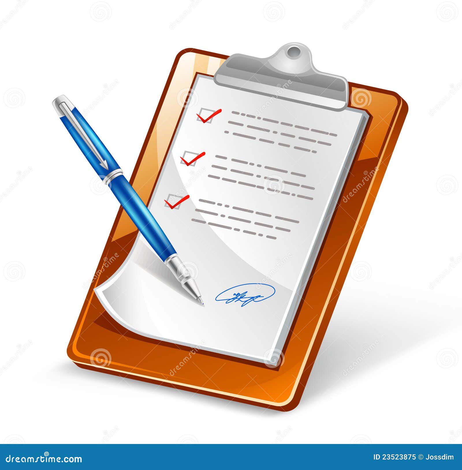 Clipboard with Pen stock vector. Illustration of attached 23523875