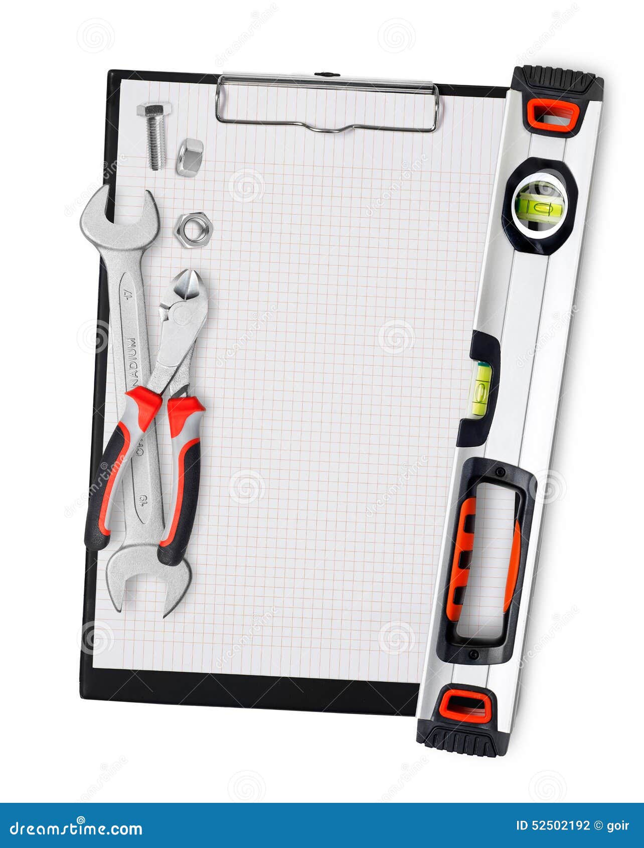 Clipboard with tools stock photo. Image of repairing 52502192