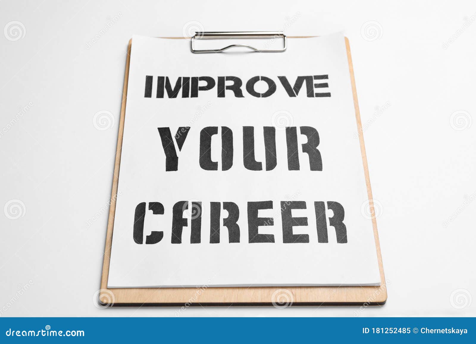 Clipboard with Words IMPROVE YOUR CAREER on Background Stock Image