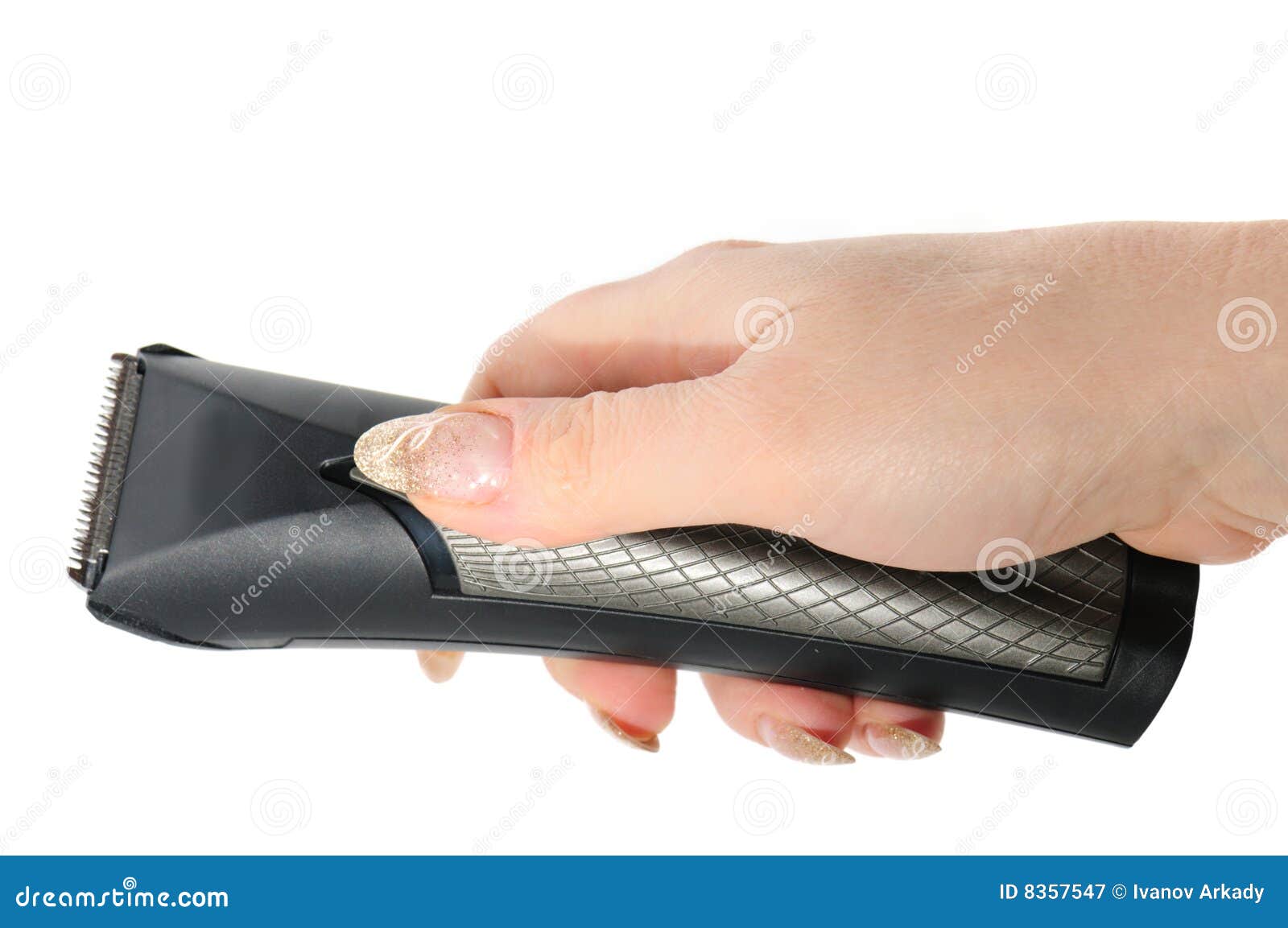 Clipper and hand stock image. Image of black, plastic 8357547