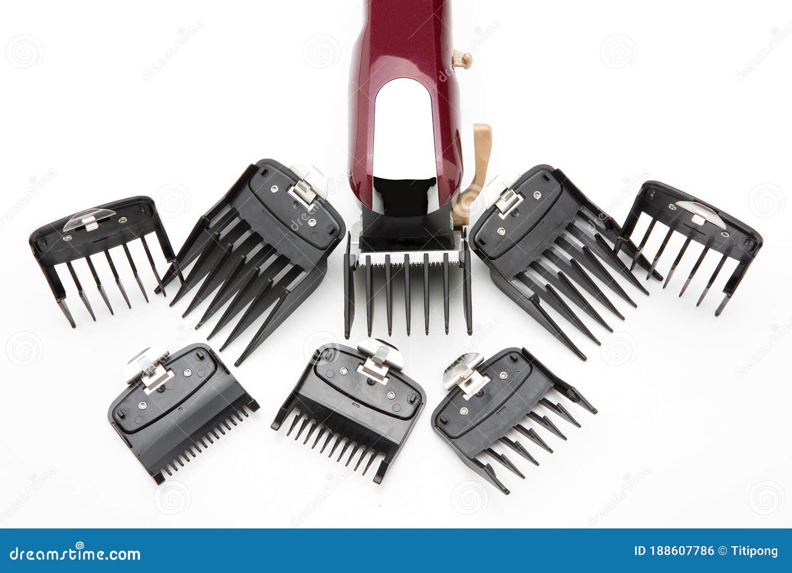 Clippers and Accessories for Cutting Hair on a White Background Stock