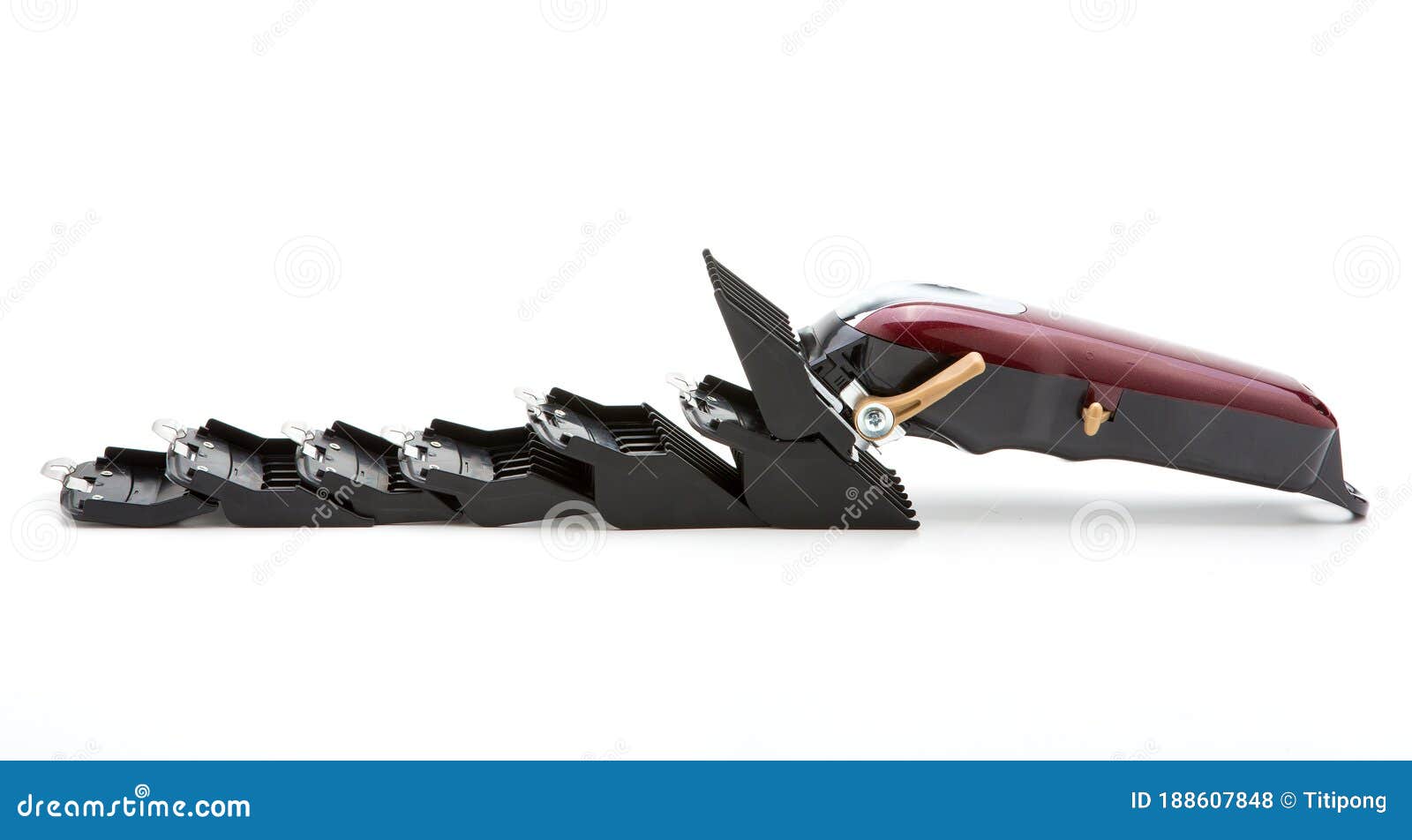 Clippers and Accessories for Cutting Hair on a White Background Stock