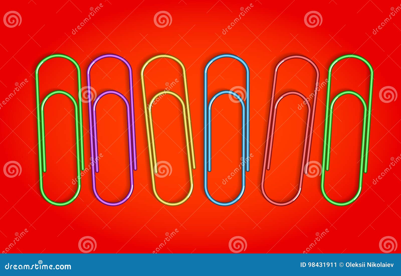 Clips De Papel Multicolores En Fondo Rojo Graphhics Del Vector