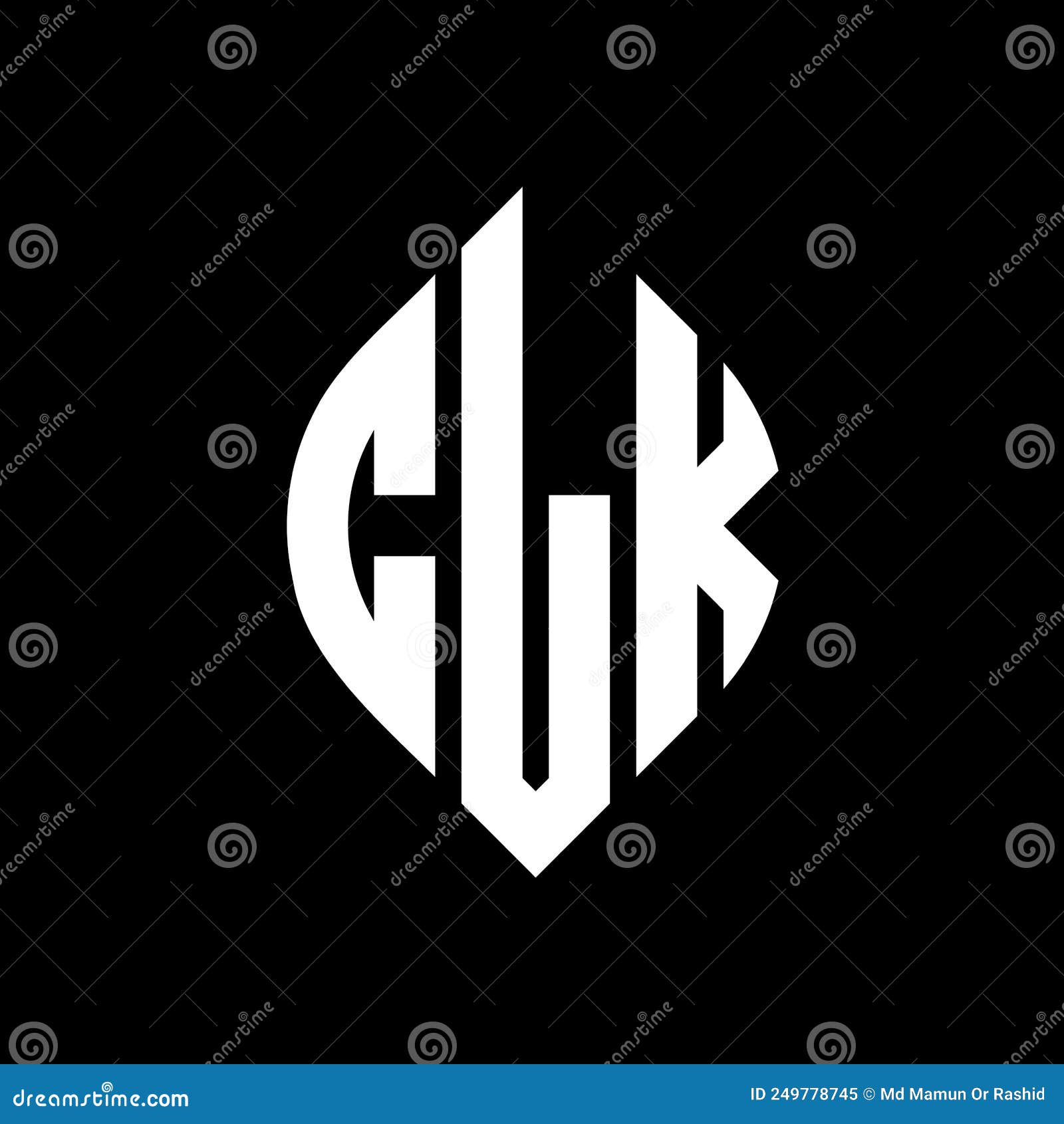 clk circle letter logo  with circle and ellipse . clk ellipse letters with typographic style. the three initials form a