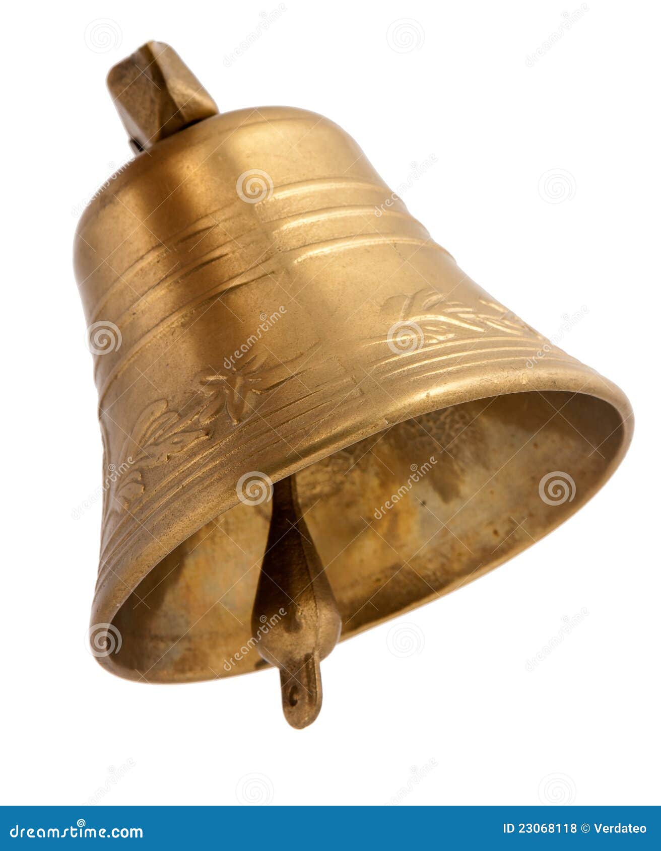 Cloche d'or photo stock. Image du objet, brillant, isolement 23068118