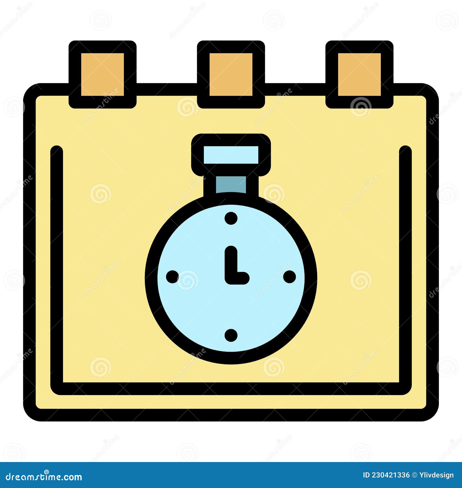 Clock and Calendar Icon Color Outline Vector Stock Vector