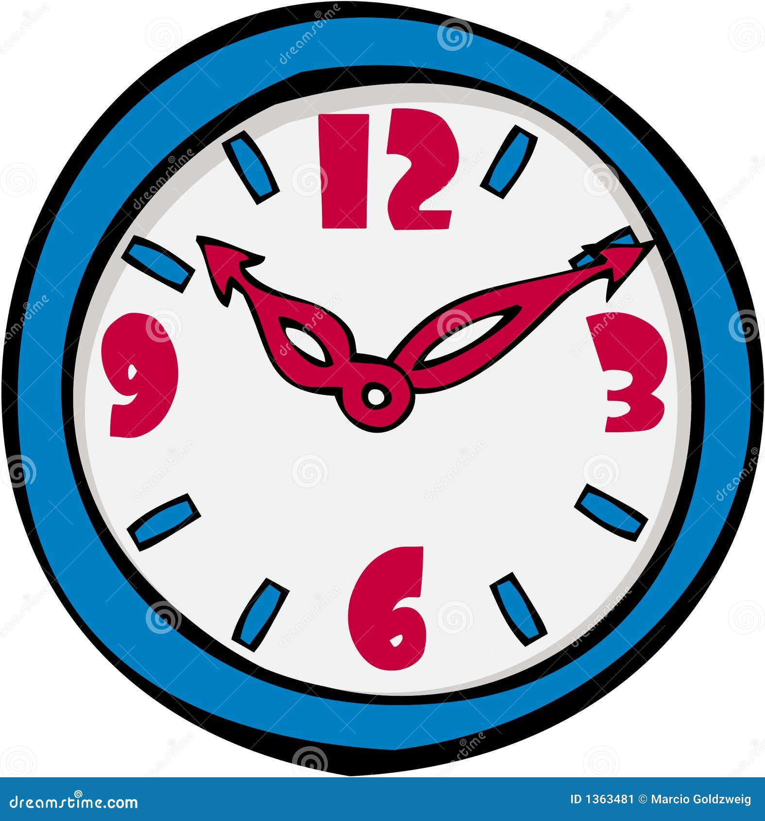 Clock Cartoon stock vector. Illustration of hours, characters - 1363481