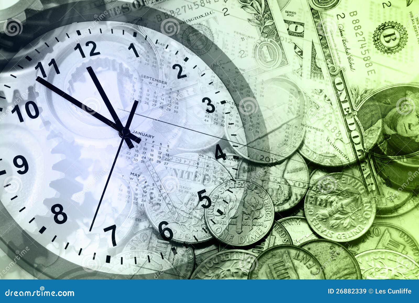 Clock and cash stock image. Image of credit, coins, cash 26882339