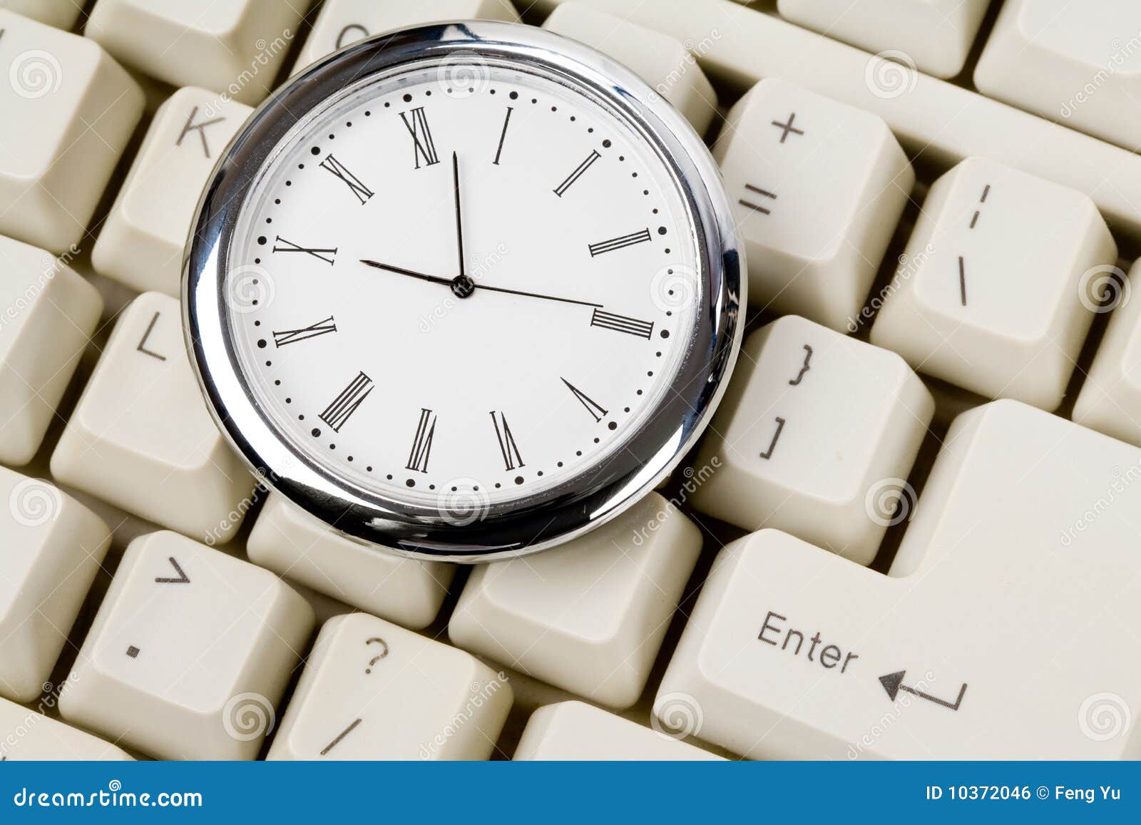 Clock And Computer Keyboard Stock Photo - Image of punctual, remind: 10372046