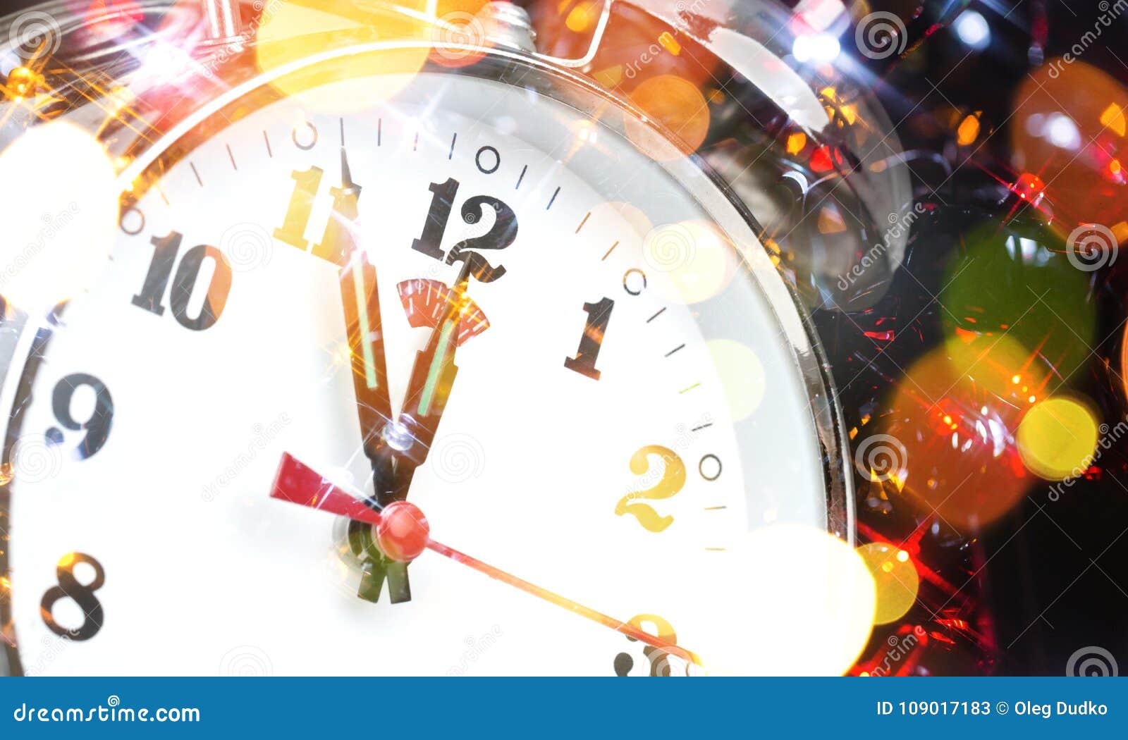 New Year Retro Style Clock Countdown To Midnight Stock Image Image of