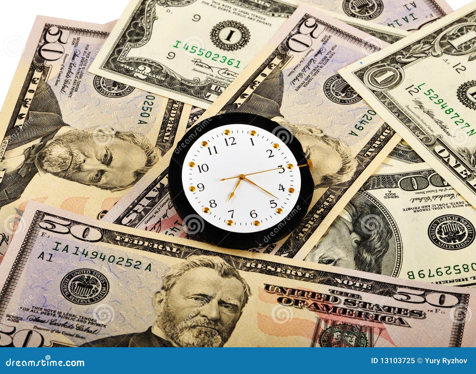 Clock and Dollars stock image. Image of watch, currency 13103725