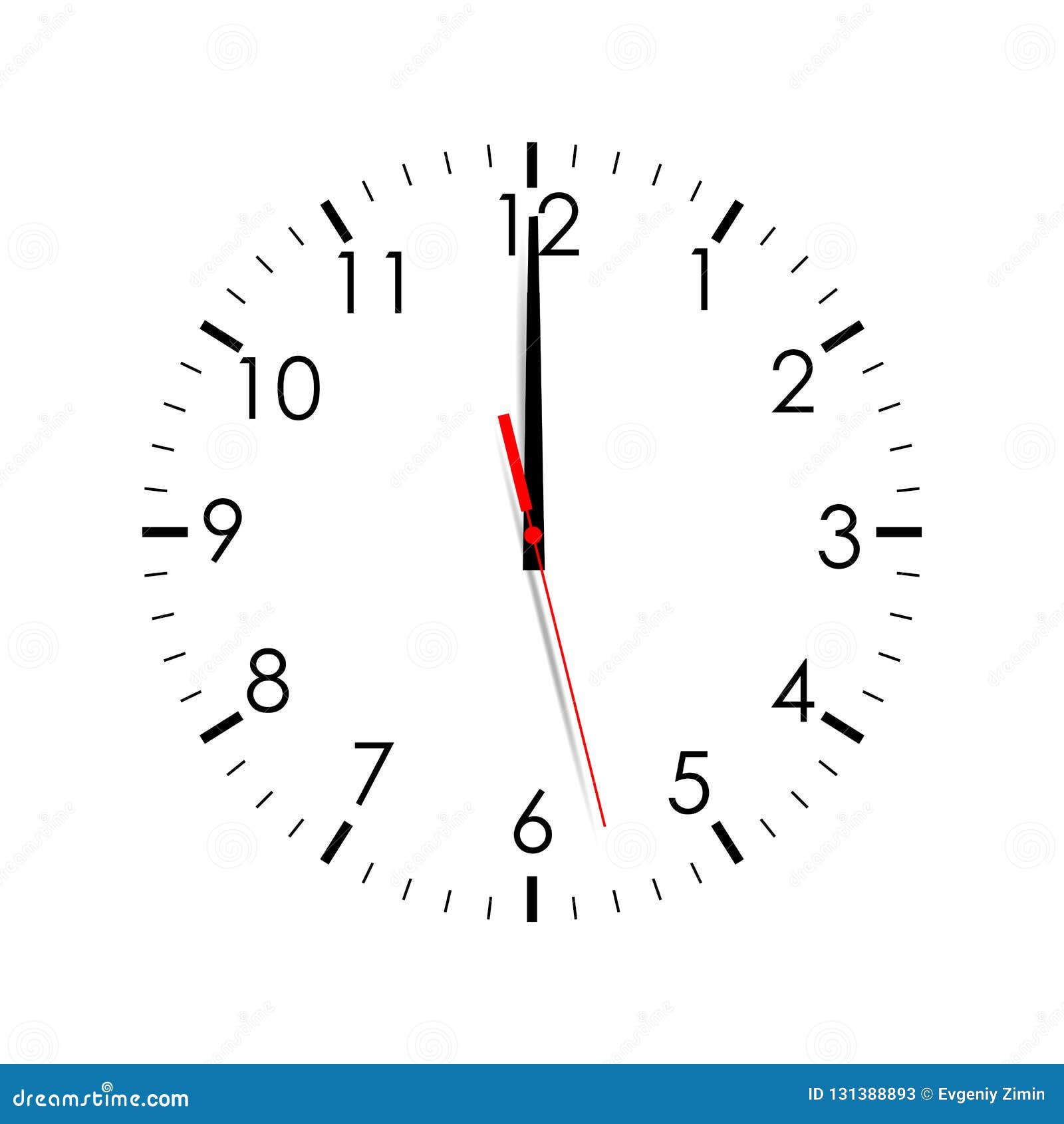 Clock Face Isolated on White Background. 12 O`clock Stock Vector