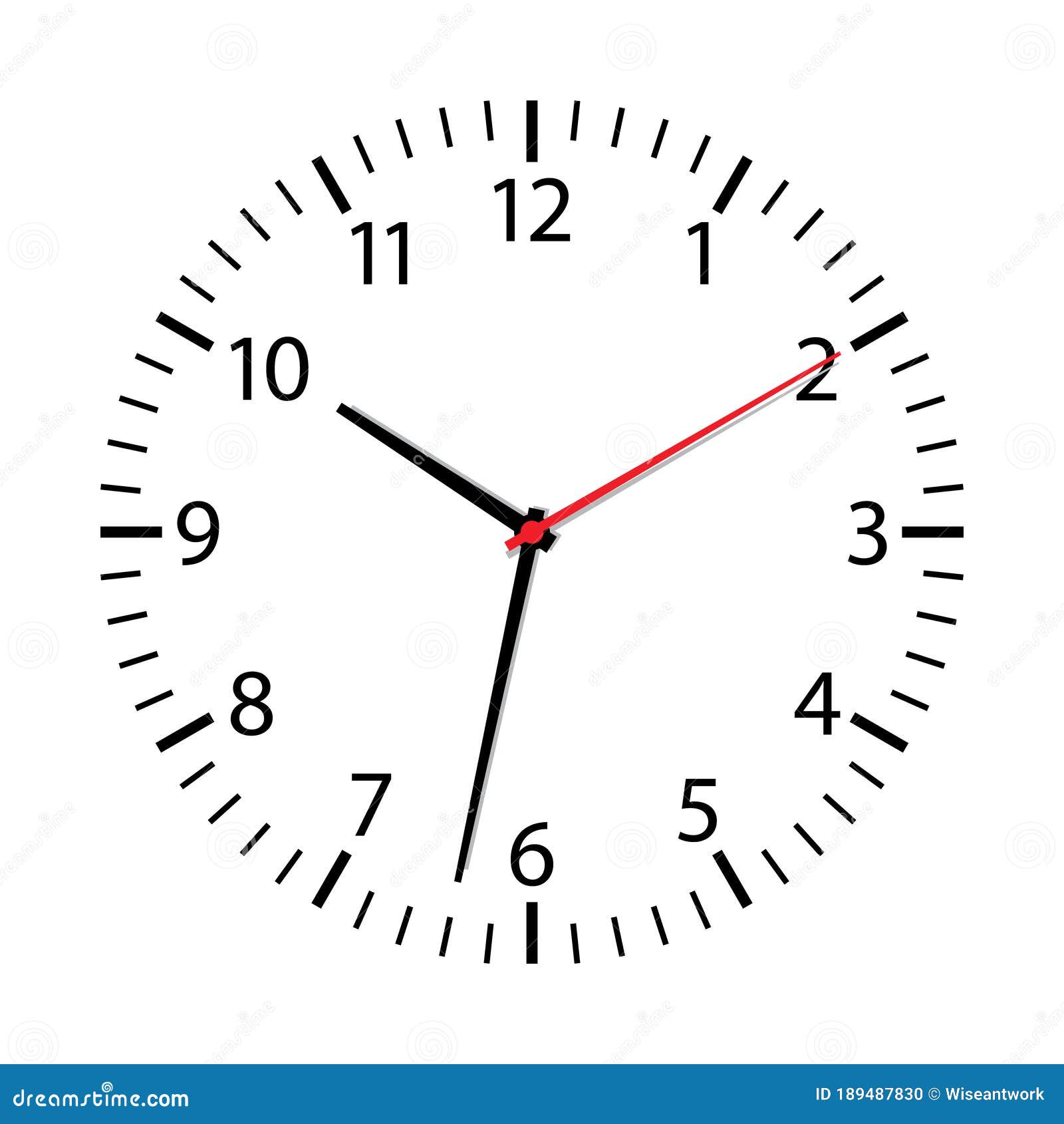 Clock Face Isolated on White Background. Simple Watch Icon. Modern