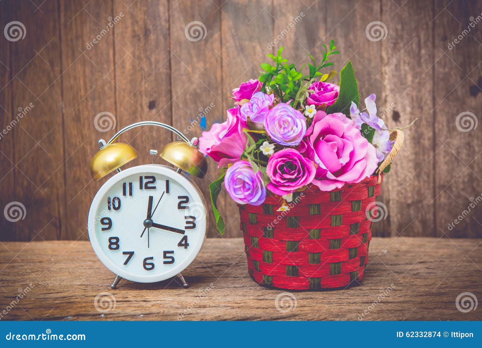 Clock and flower stock photo. Image of minute, concept 62332874