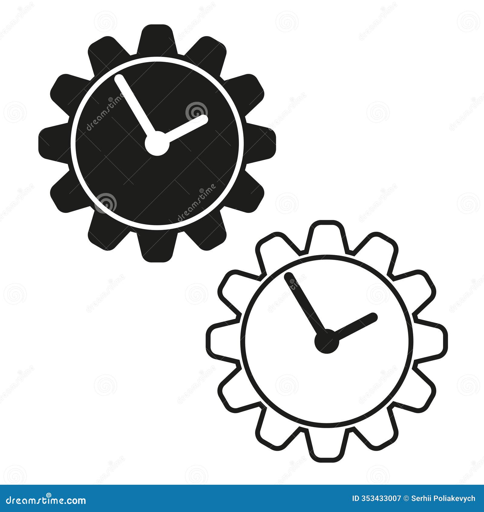 clock gear icon. watch face s. mechanical black wheels. industrial  style.