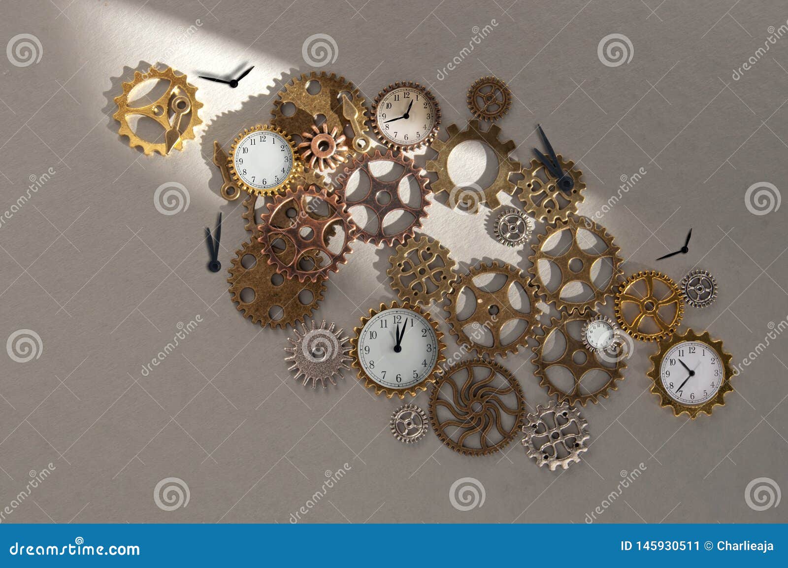 Clock Parts Including Gears and Cogs Stock Image Image of background