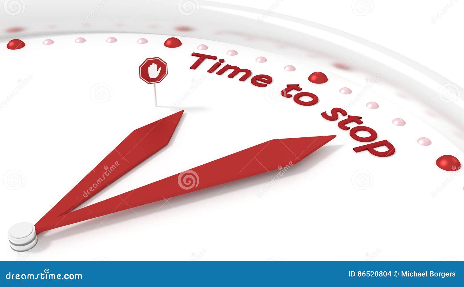 Clock with Hands Pointing To the Words Time To Stop Stock Illustration