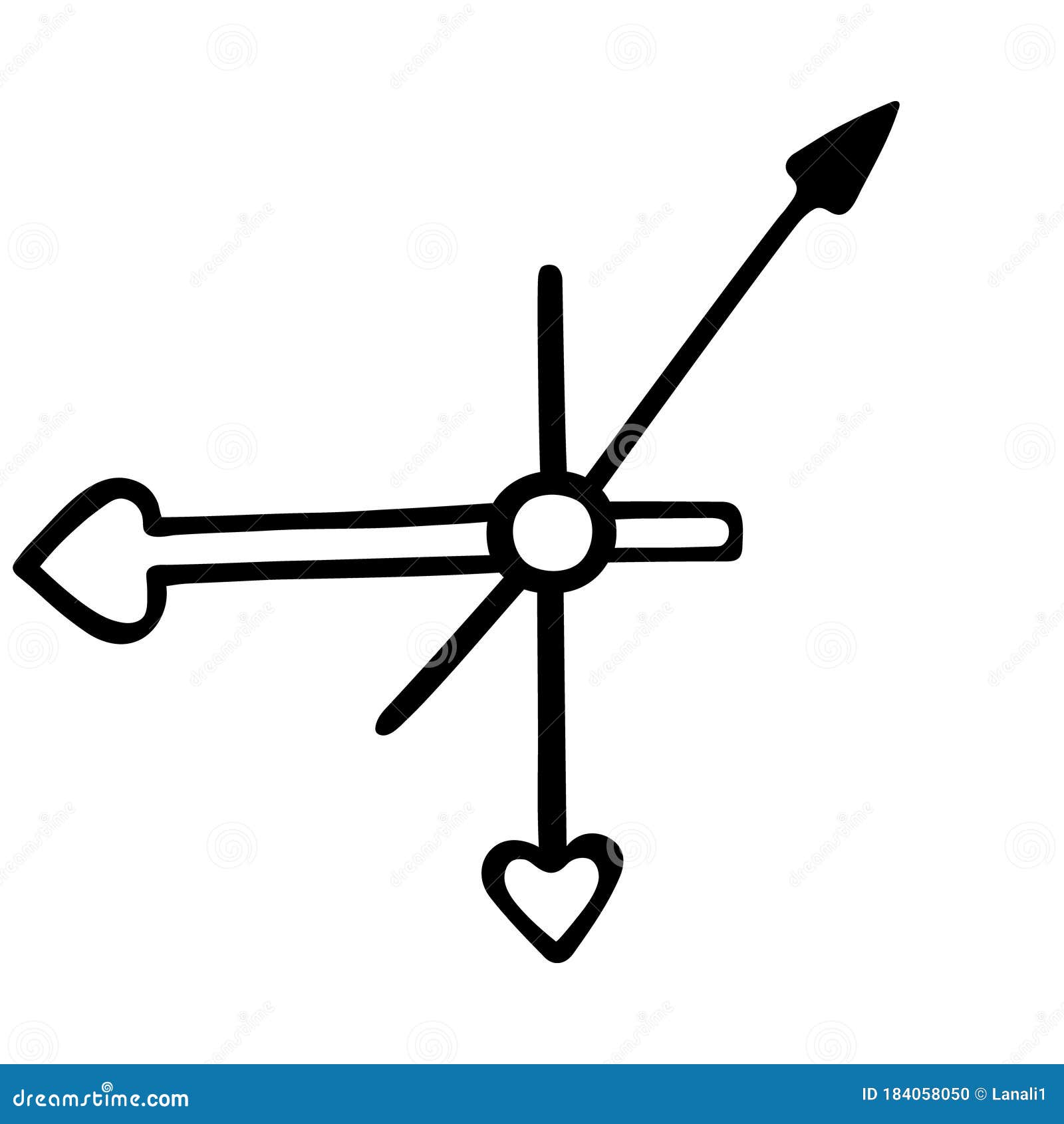 Clock Hands. Vector Illustration. Contour on an Isolated White