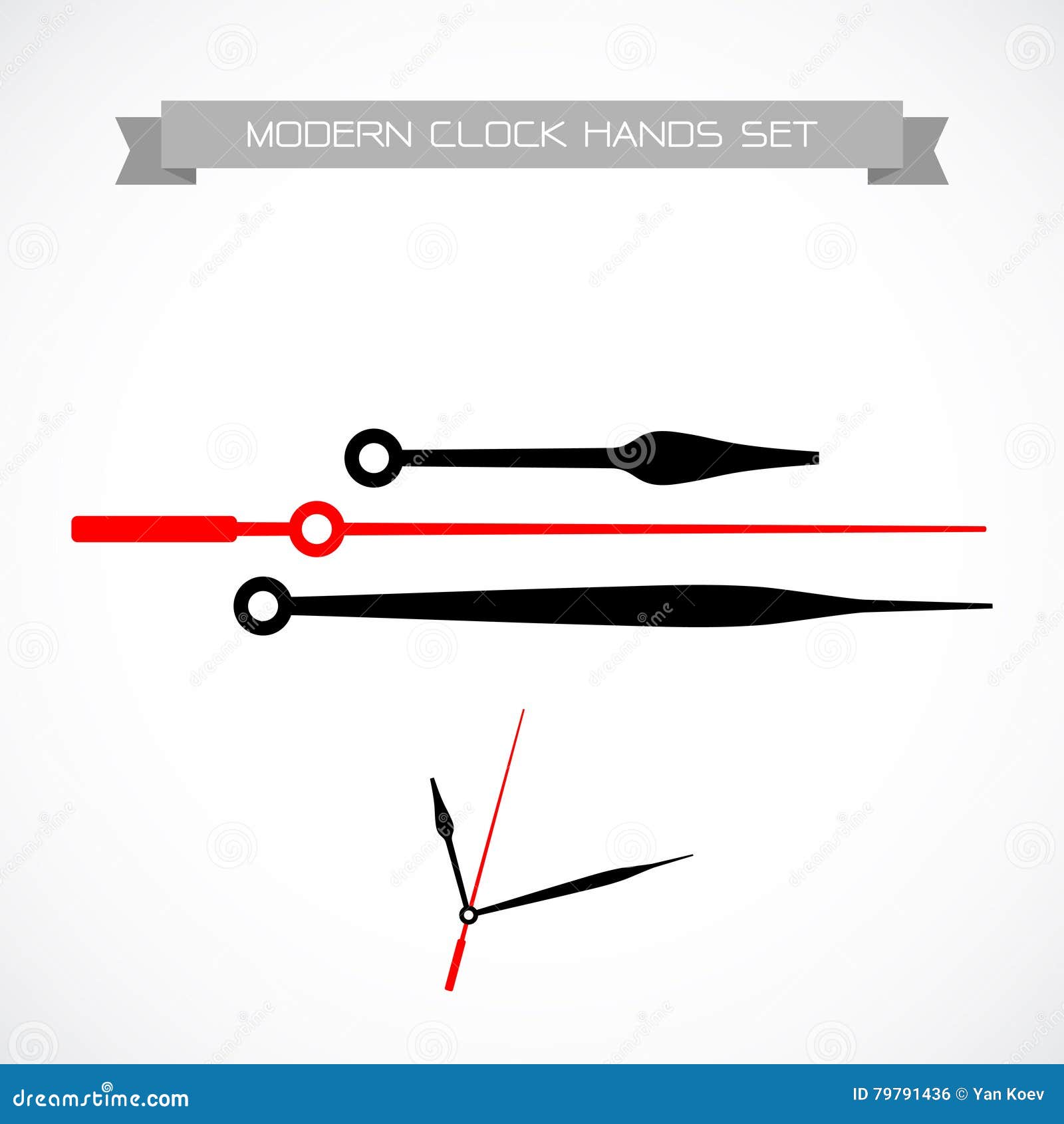 Clock Hands Vector. on White Background. Stock Vector - Illustration of