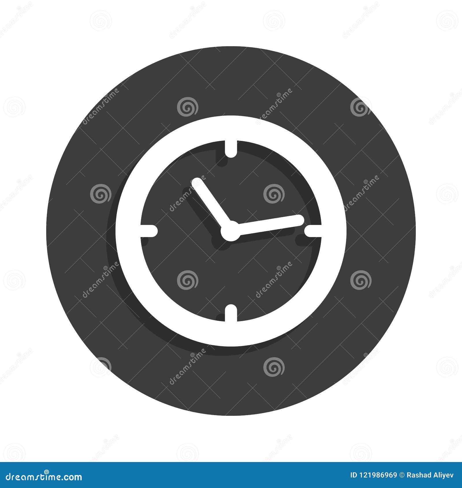 Clock Icon in Badge Style with Shadow Stock Illustration Illustration