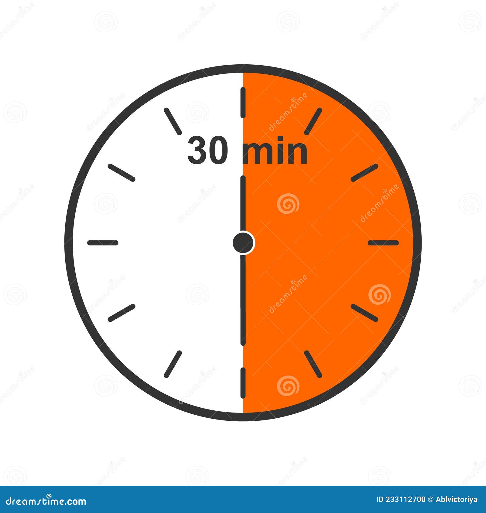 Clock Icon with 30 Minute Time Interval. Half of Hour. Countdown