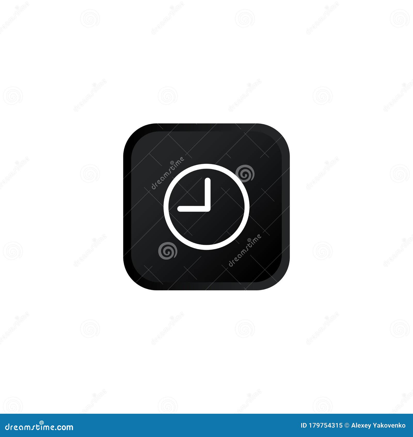 clock icon modern button for web or appstore  black   on white background.  eps 10