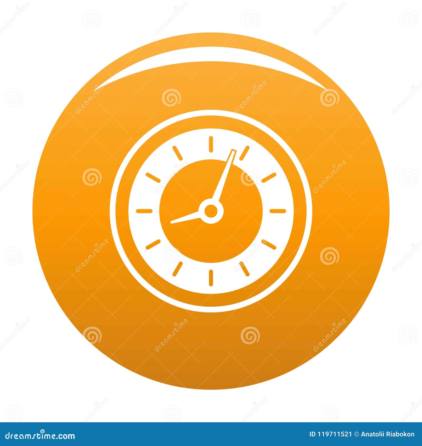 Clock icon vector orange stock vector. Illustration of circle 119711521