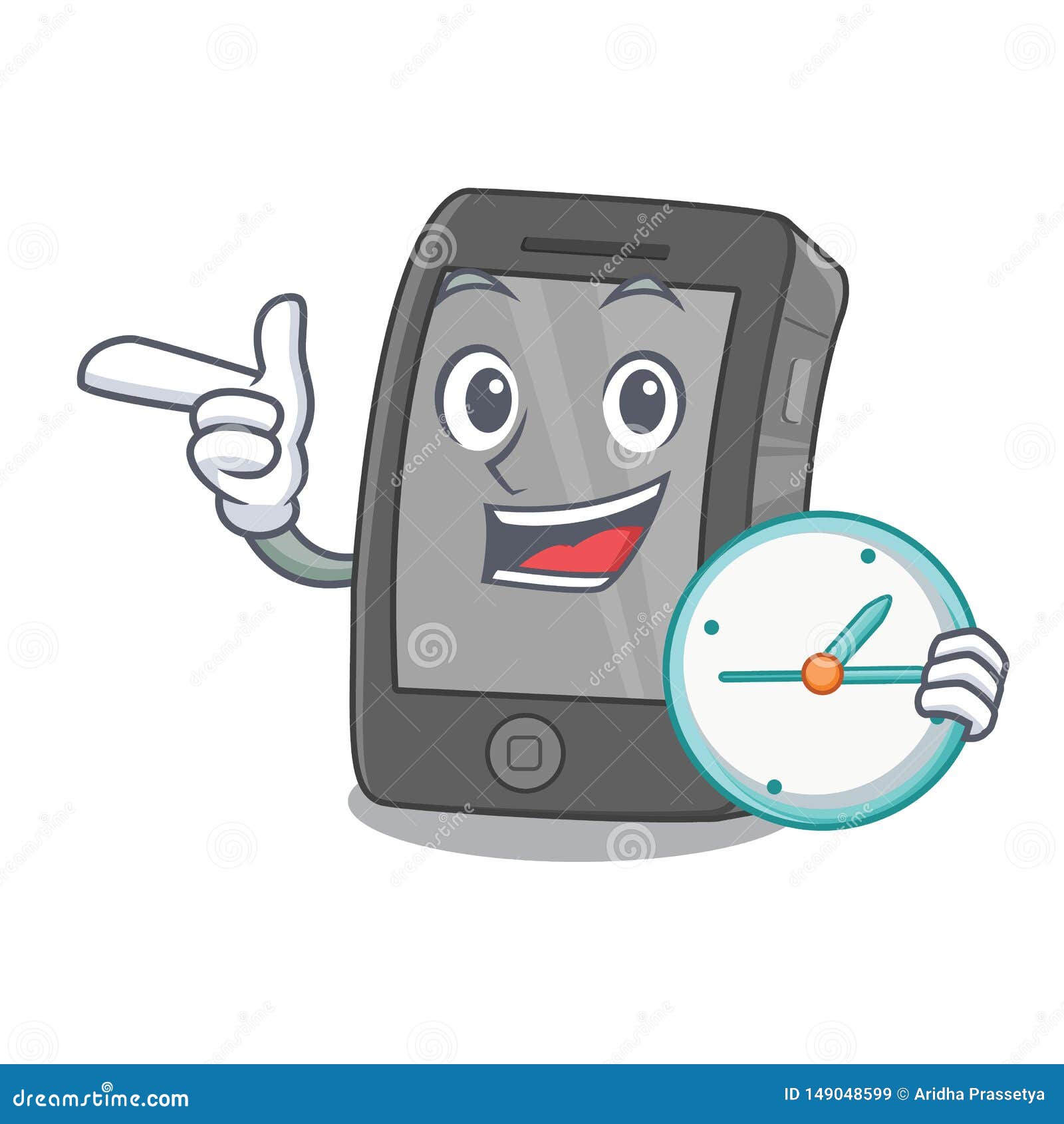 With Clock Ipad Isolated with in the Character Stock Vector