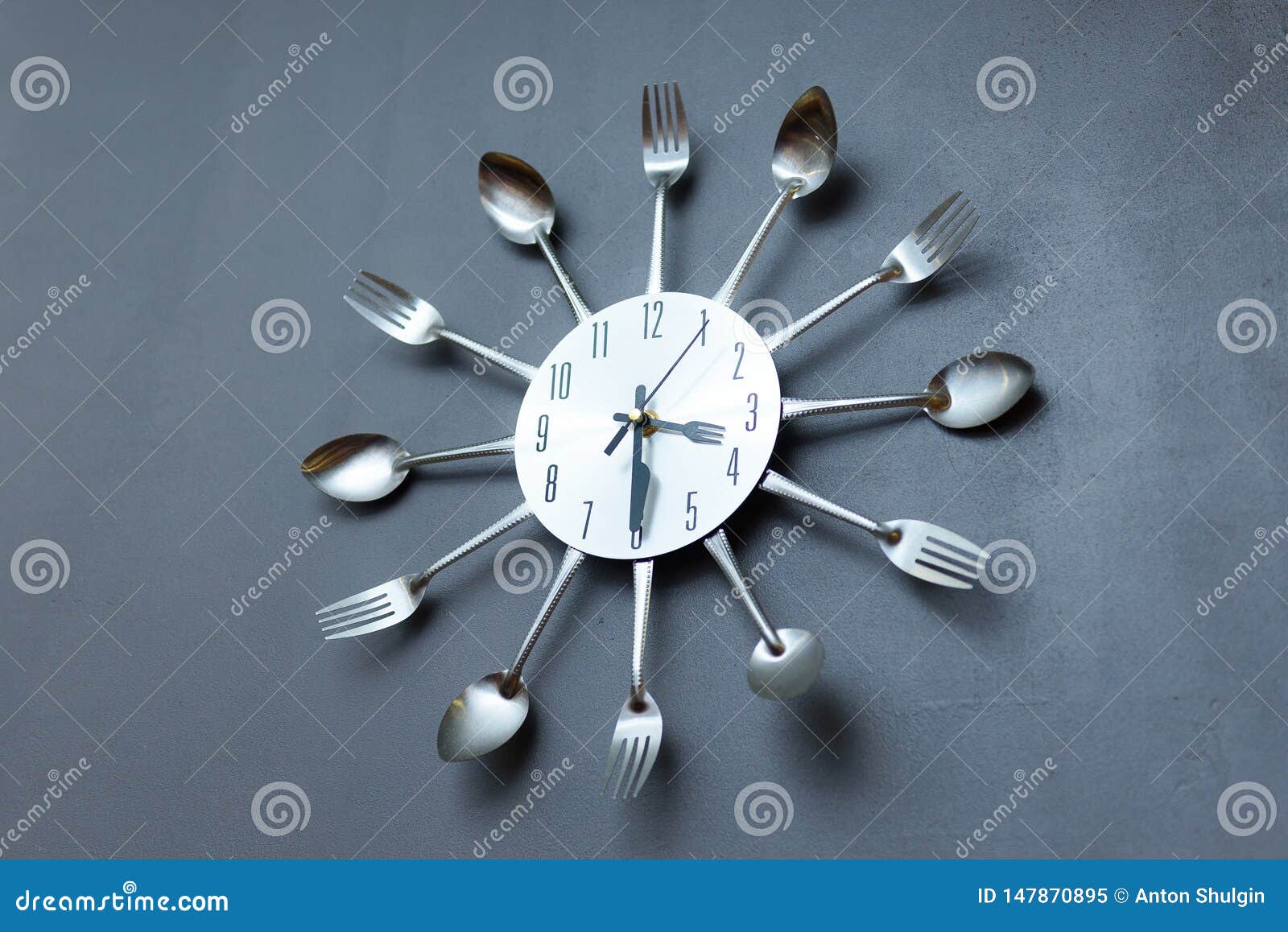 clock in the kitchen, cutlery