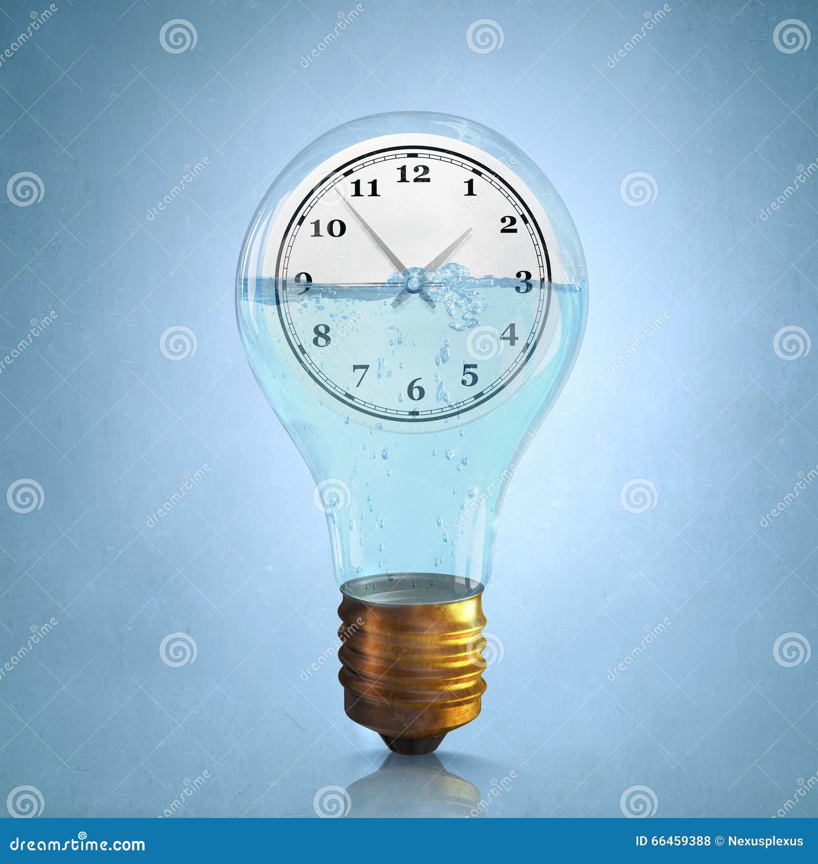 Clock in light bulb stock photo. Image of power, clear - 66459388