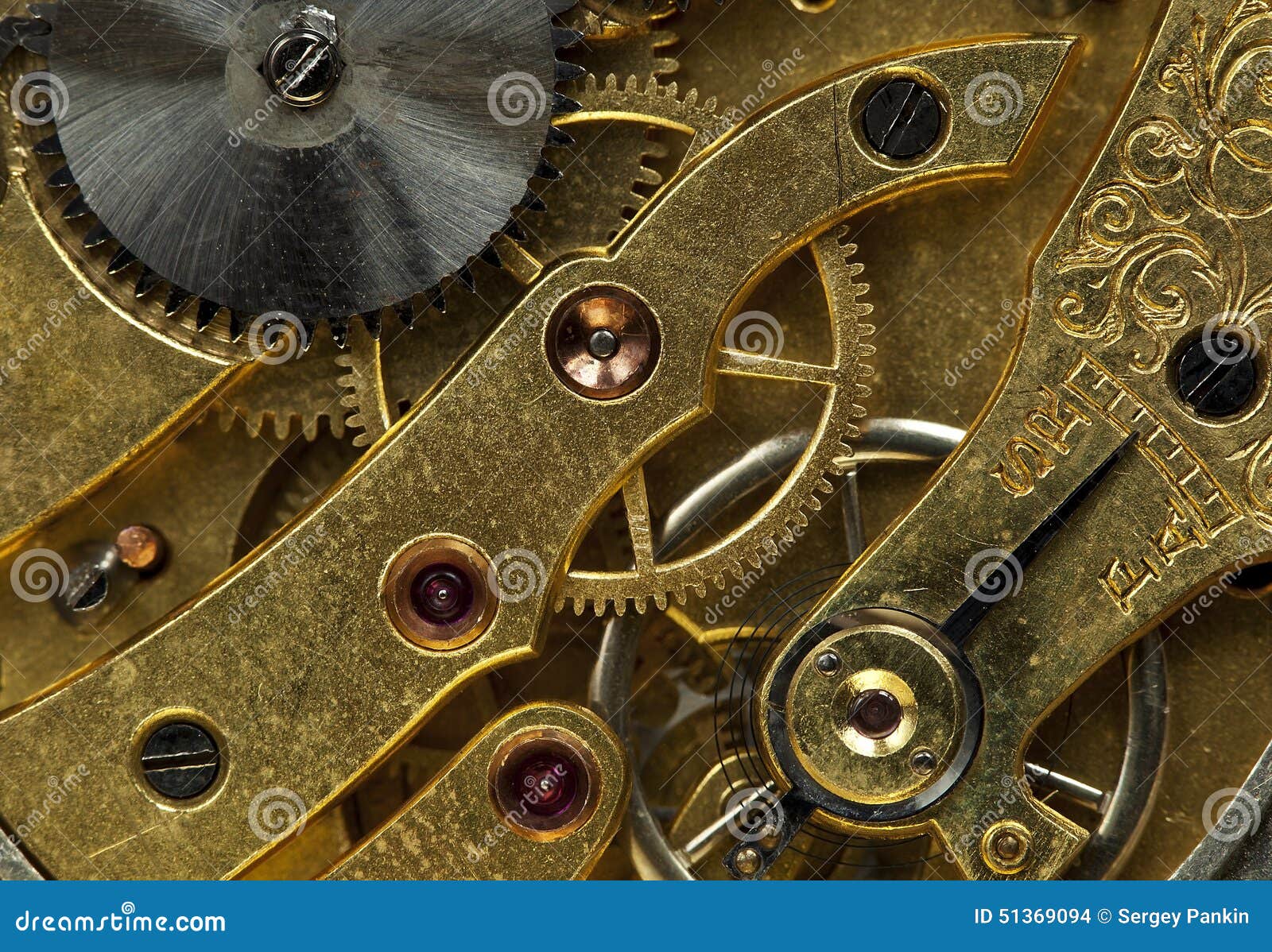 Clock mechanism stock photo. Image of gold, spring, time 51369094