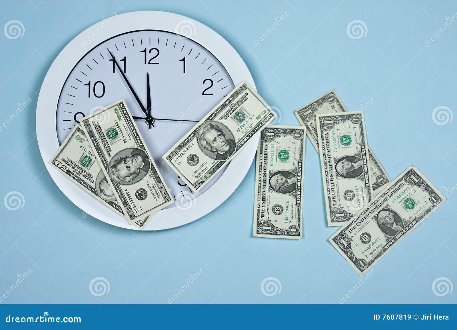 Clock and money stock image. Image of dollar, circle, hand 7607819