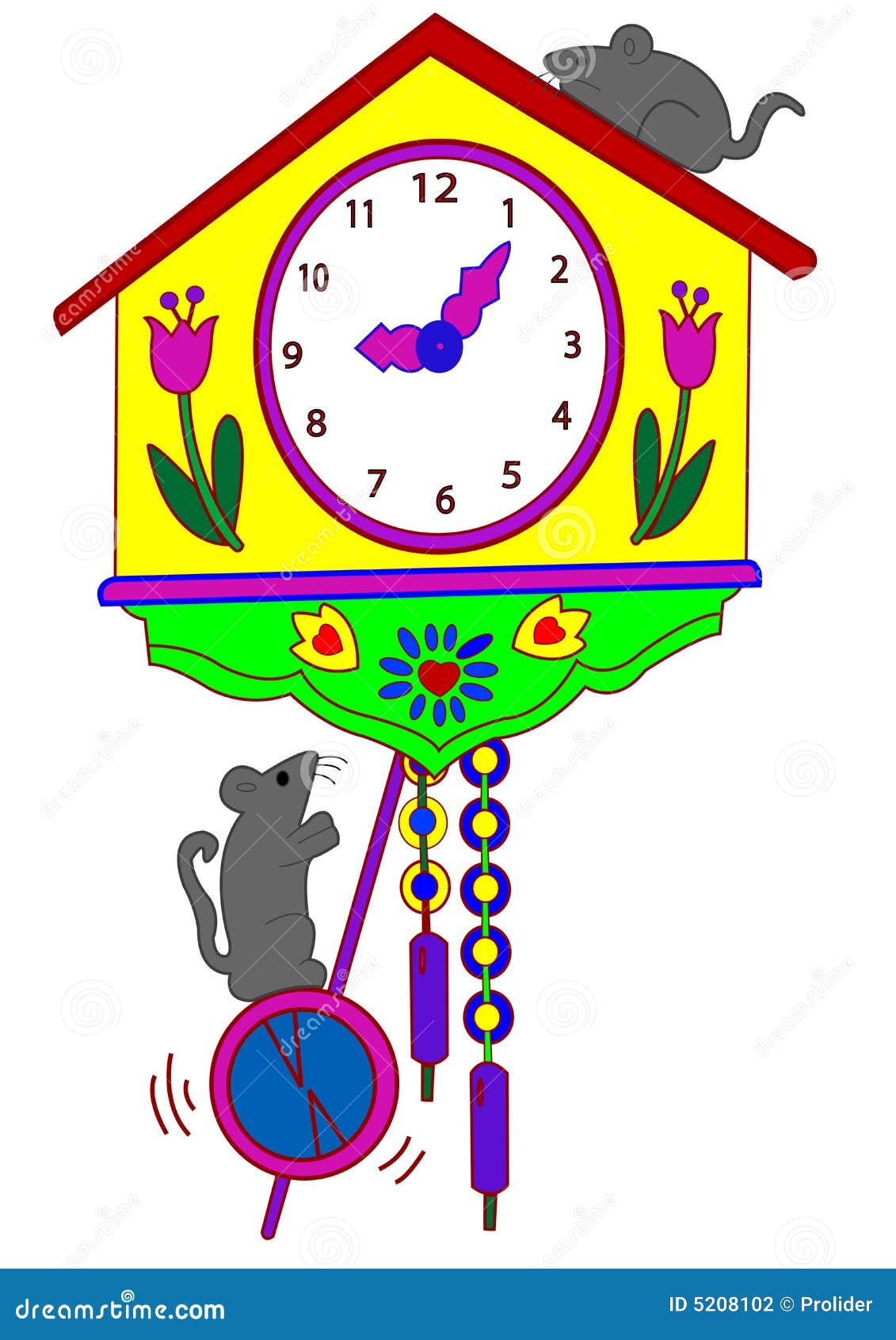 Clock and mouse stock illustration. Illustration of color 5208102