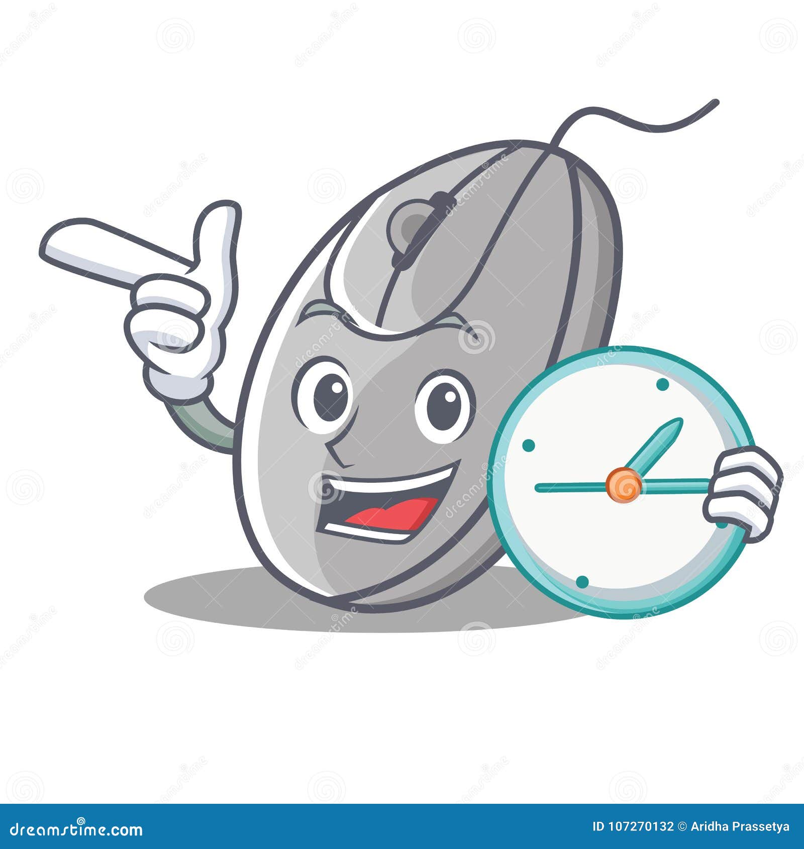 With Clock Mouse Character Cartoon Style Stock Vector Illustration of